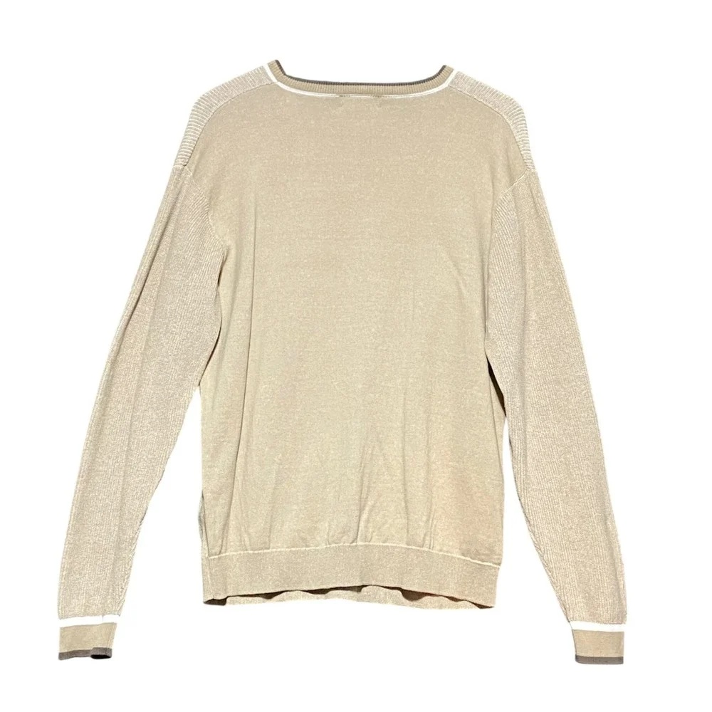 Park Slope New York Mens XL‎ Cotton Ribbed Crew Neck Sweater Tan Beige RN122675